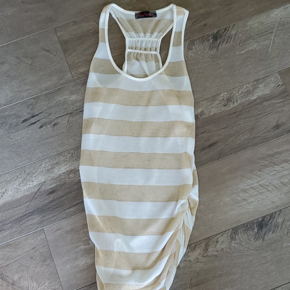 Body Central Large white and gold sparkley tank